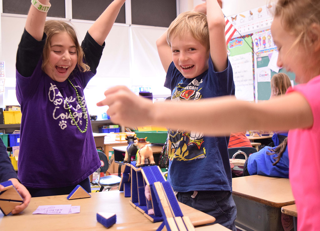 Students building a STEM project