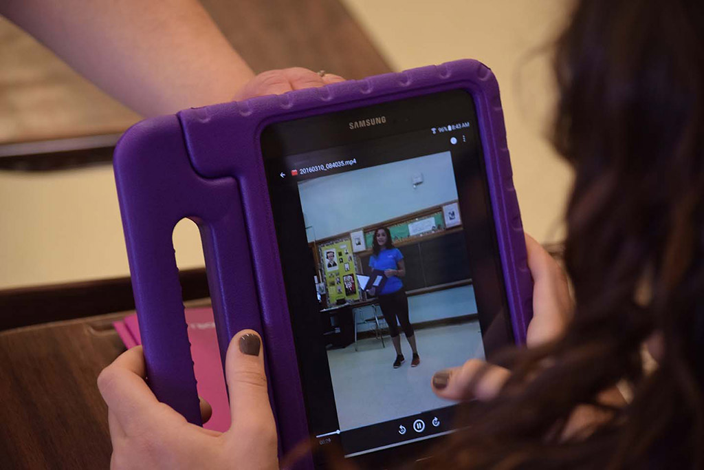 Students working on tablets