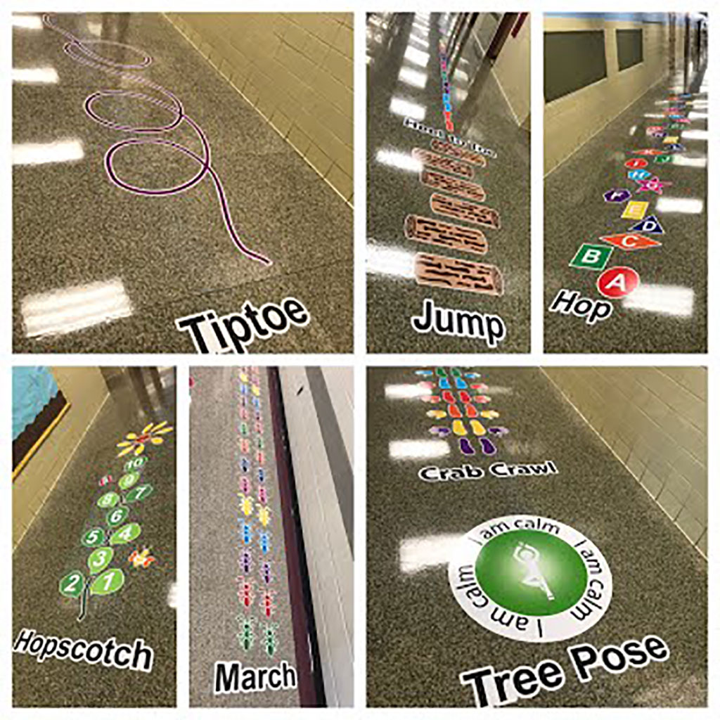 Different sensory pathway patterns on the floor